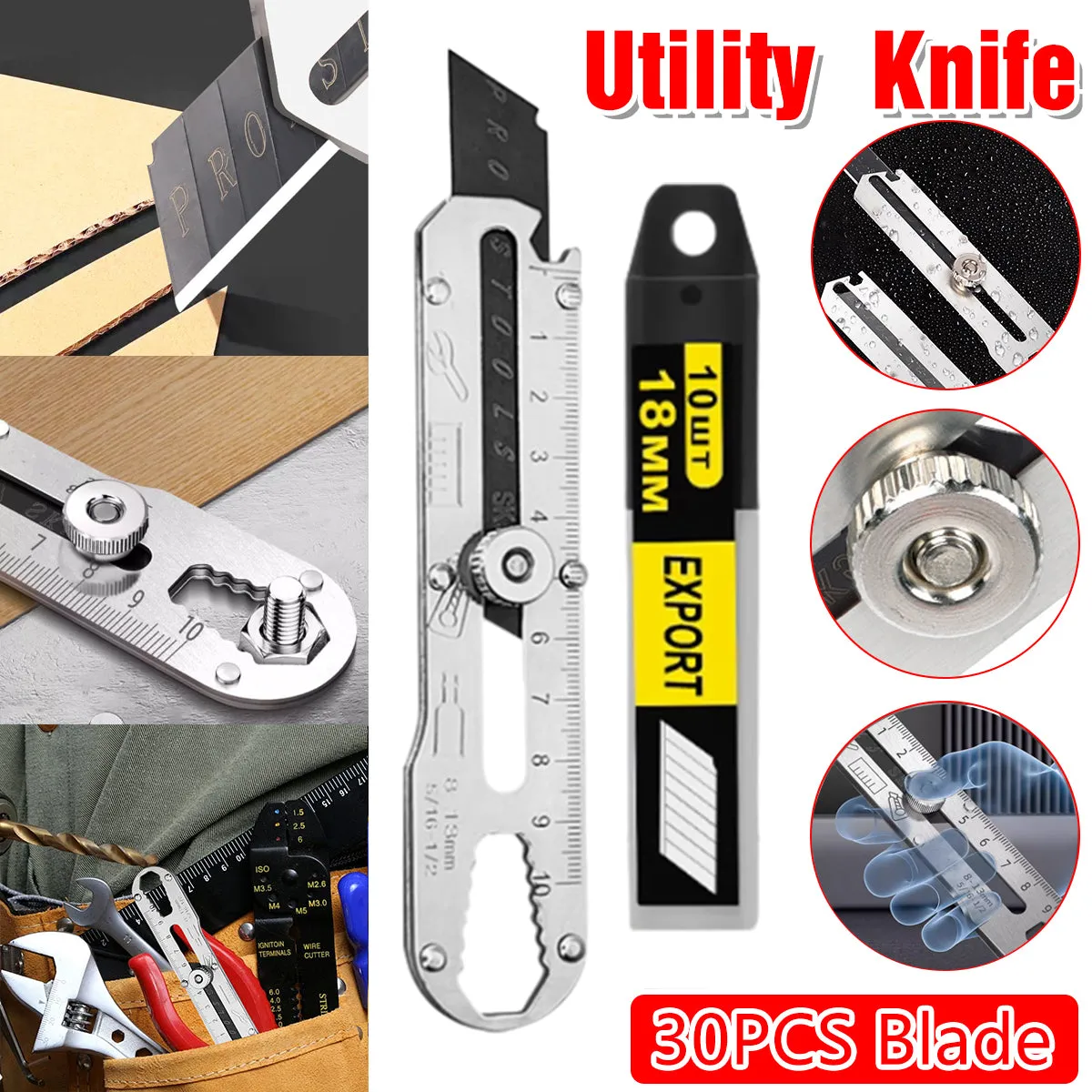 1 Set Multifunctional Stainless Steel Utility Knife Wallpaper Edge Cutting Tool