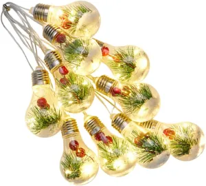 1 Set String Plastic Christmas Tree Artificial Christmas Garland Christmas red Fruit Christmas Clear Baubles Lighted Berry Garland Pine Cones Wreath Christmas LED Lamp Copper Wire