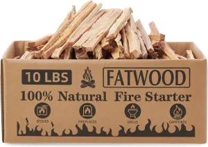 10 lbs Fatwood Fire Starter Sticks, 100% Natural Kindling Firewood Firestarter for Stoves, Pine Wood for Fireplaces, Campfires, Bonfires, Grill