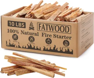 10 Lbs Fatwood Fire Starter Sticks, 100% Natural Kindling, Pine Firewood Firestarter for Campfire, Stove, Fireplace, Bonfires, Grill