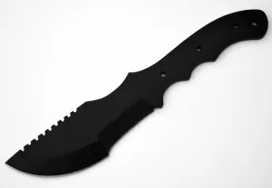 1095 High Carbon Steel Tracker Knife Blank, Black Powder Coated, For Knifemakers (1095 Black Powder Coated, 5.875 Inch Blade)