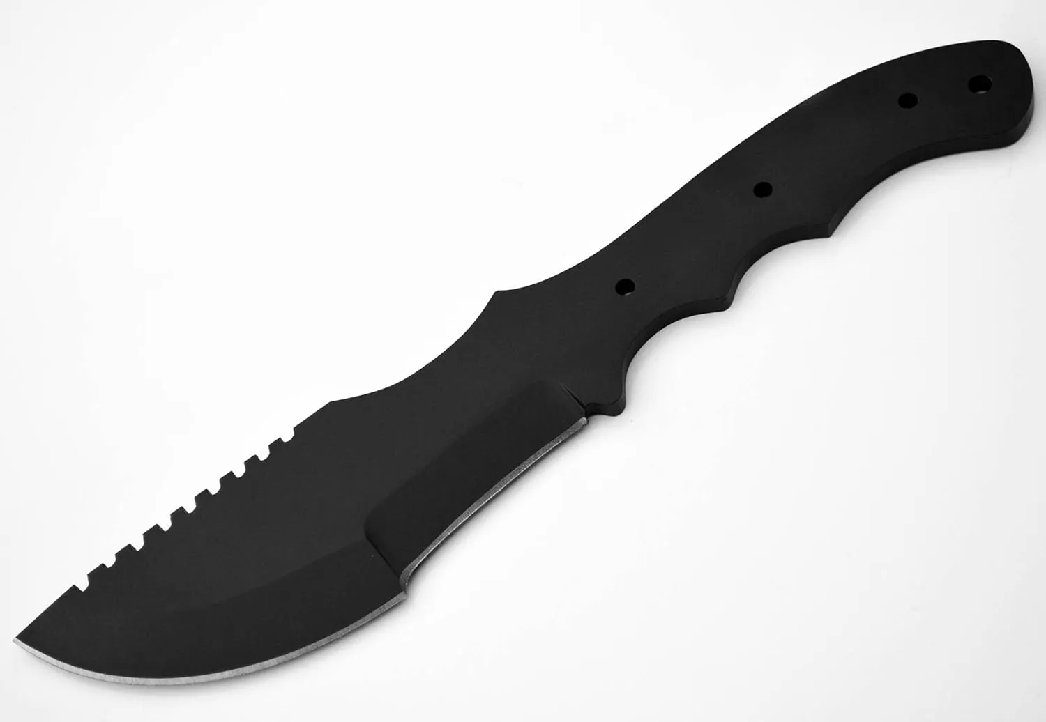 1095 High Carbon Steel Tracker Knife Blank, Black Powder Coated, For Knifemakers (1095 Black Powder Coated, 5.875 Inch Blade)