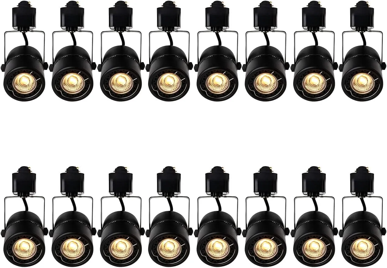 10W H Track Lighting Heads,Dimmable LED Track Light Heads for Accent Retail Artwork,3000K Warm White, Linear Track Light H Type - 120V 24°Angle Halo Type 16Pack (Black)