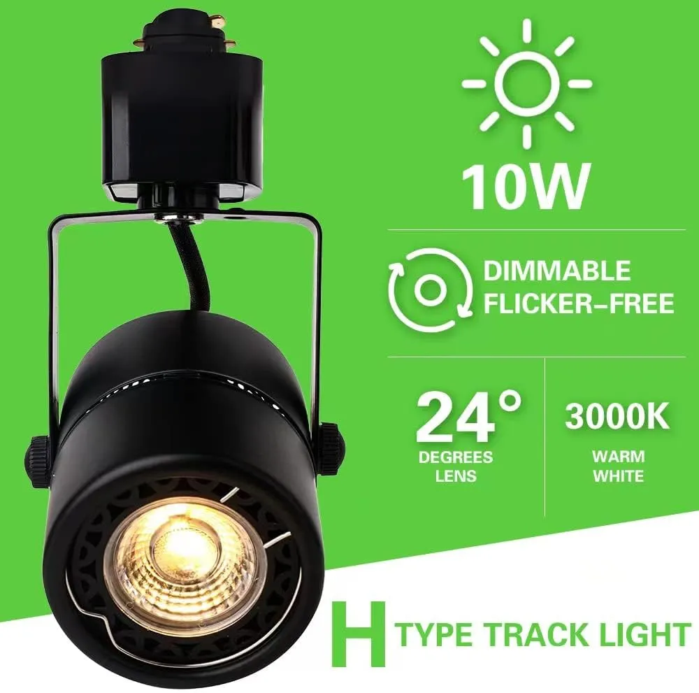 10W H Track Lighting Heads,Dimmable LED Track Light Heads for Accent Retail Artwork,3000K Warm White, Linear Track Light H Type - 120V 24°Angle Halo Type 16Pack (Black)