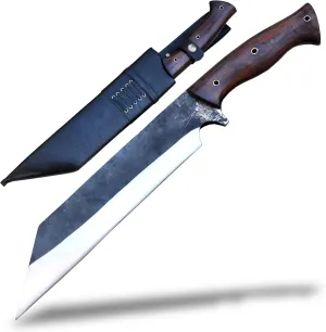 12 inches Long Blade Heavy duty Seax cleaver- Bushcraft knife-Large hunting knife-camping knife-seax-seath included-Tempered, Black