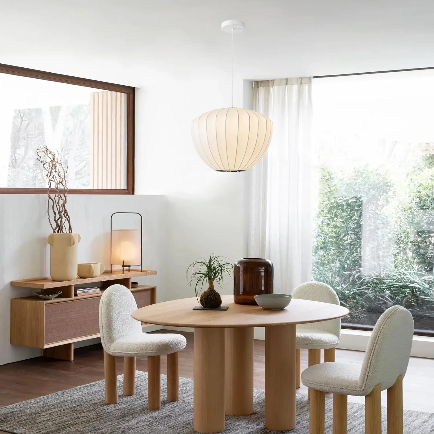 15.7inch Silk Pendant Light, Mordern Dining Room Pendant Lighting Polygonal Silk Shade Hanging Lights Fixtures for Living Room Dining Room Entryway Restaurant