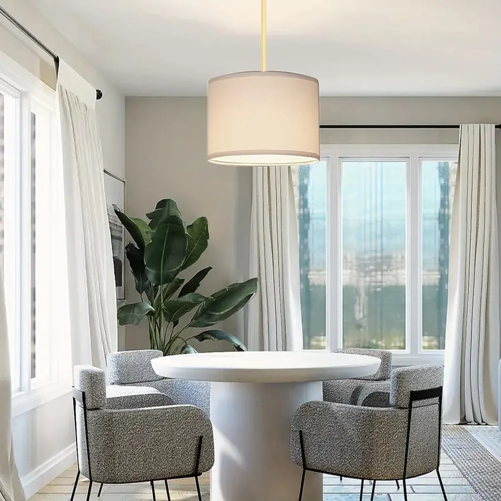15FT Plug in Hanging Lamp with Switch, Flaxen Pendant Light with Plug in Cord, Hanging Light with Remote Control, Bulb Included, Pendant Light Fixture for Living Room Bedroom Farmhouse