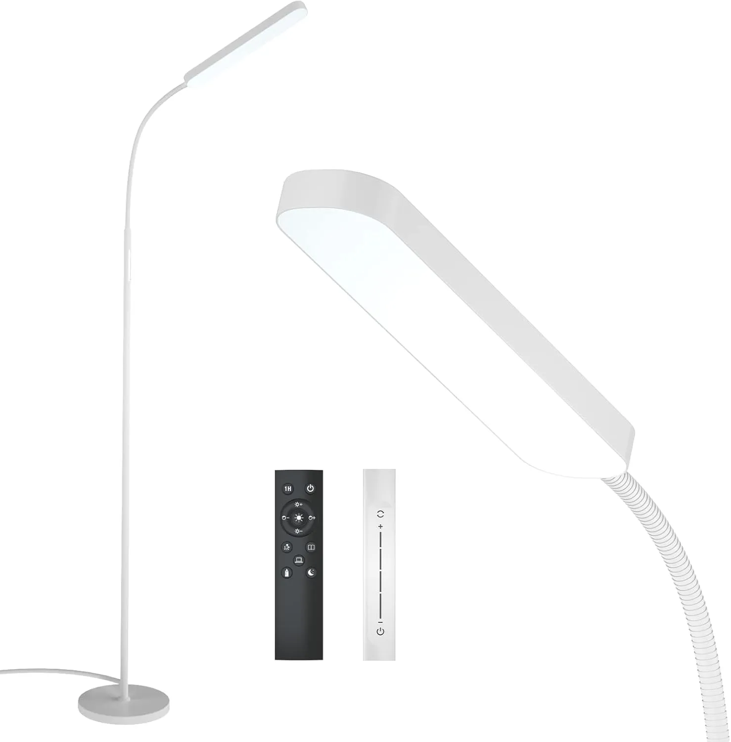15w/1000lm Bright LED Floor Lamp with 4 Color Temperature and Stepless Dimmer, Remote and Touch Control Reading Lamp, Adjustable Gooseneck LED Floor Lamp for Living Room