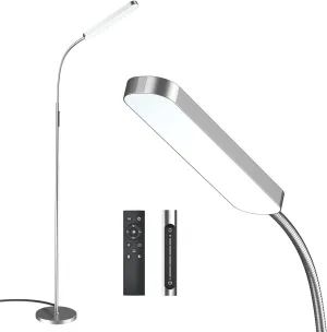 15w/1000lm Bright LED Floor Lamp with Stepless Adjustable 3000K-6000K Colors and Dimmer, Remote and Touch Control Reading Lamp, Adjustable Gooseneck Floor Lamp for Living Room