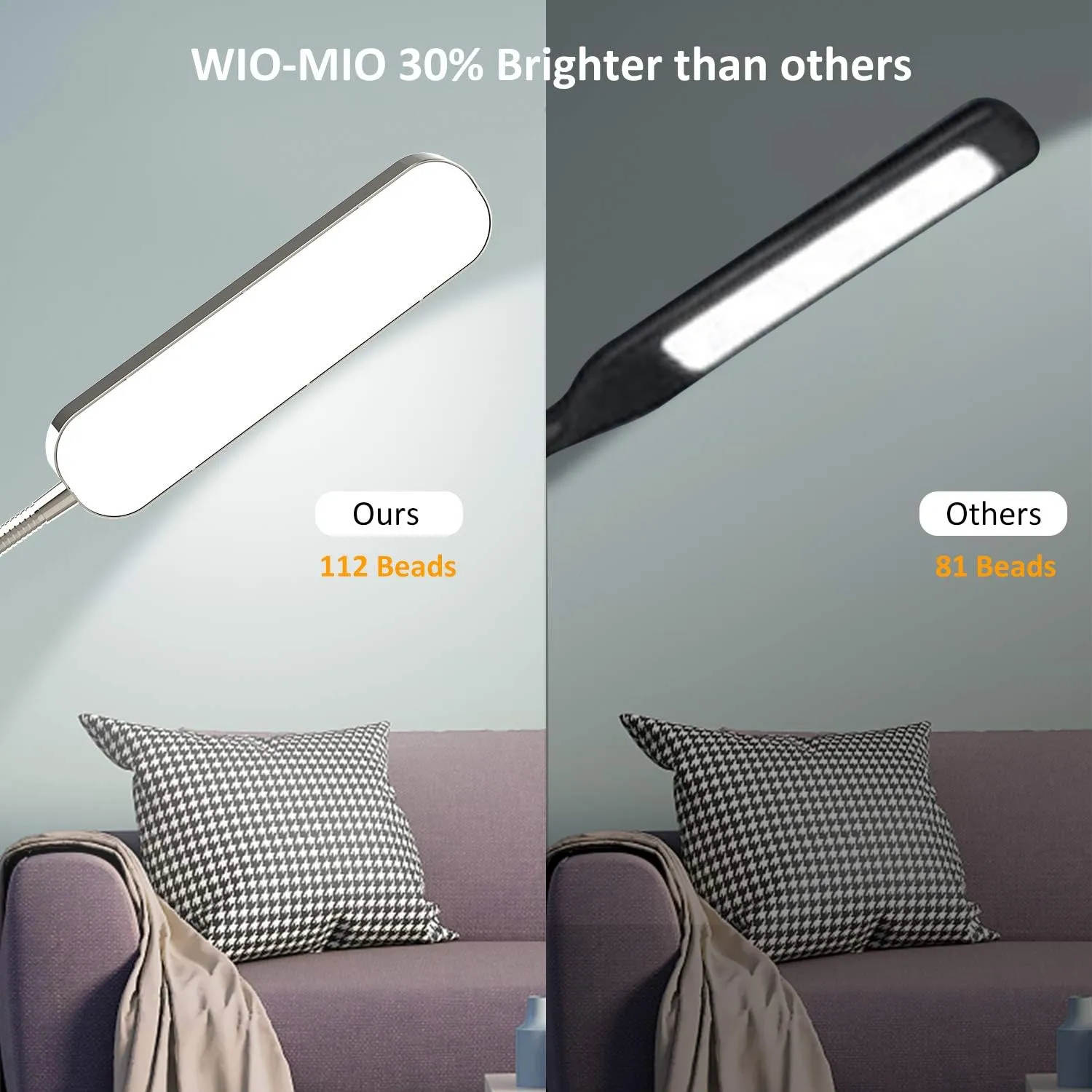 15w/1000lm Bright LED Floor Lamp with Stepless Adjustable 3000K-6000K Colors and Dimmer, Remote and Touch Control Reading Lamp, Adjustable Gooseneck Floor Lamp for Living Room