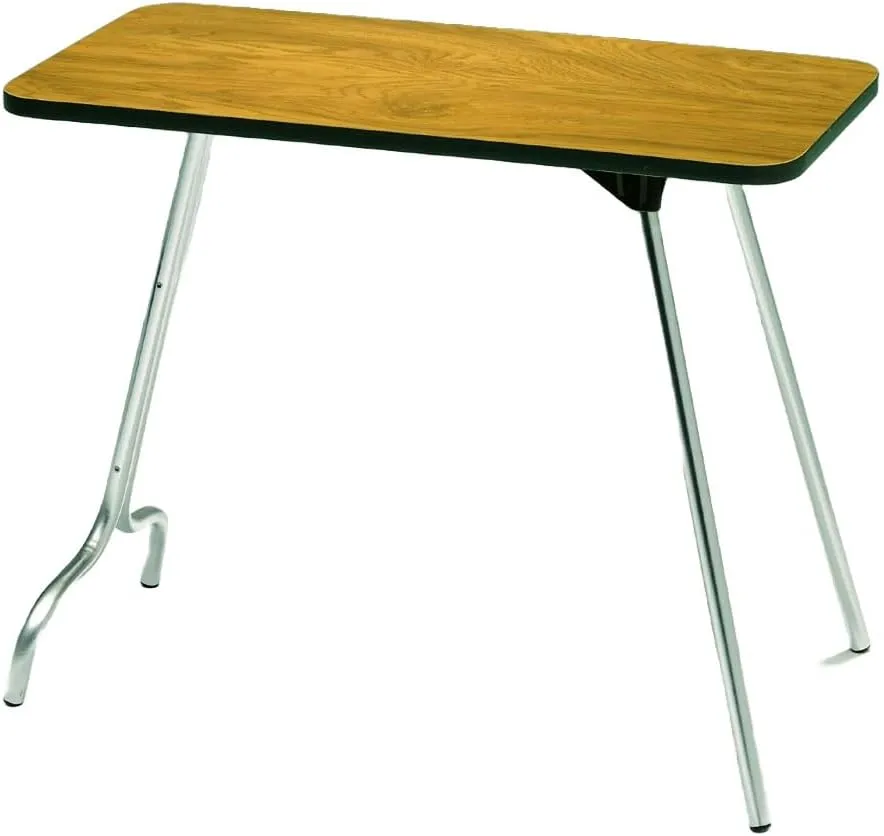 1632O All Purpose Oak Finish 16" x 32" Folding Portable Table - Ideal for Camping, Arts and Crafts, and More