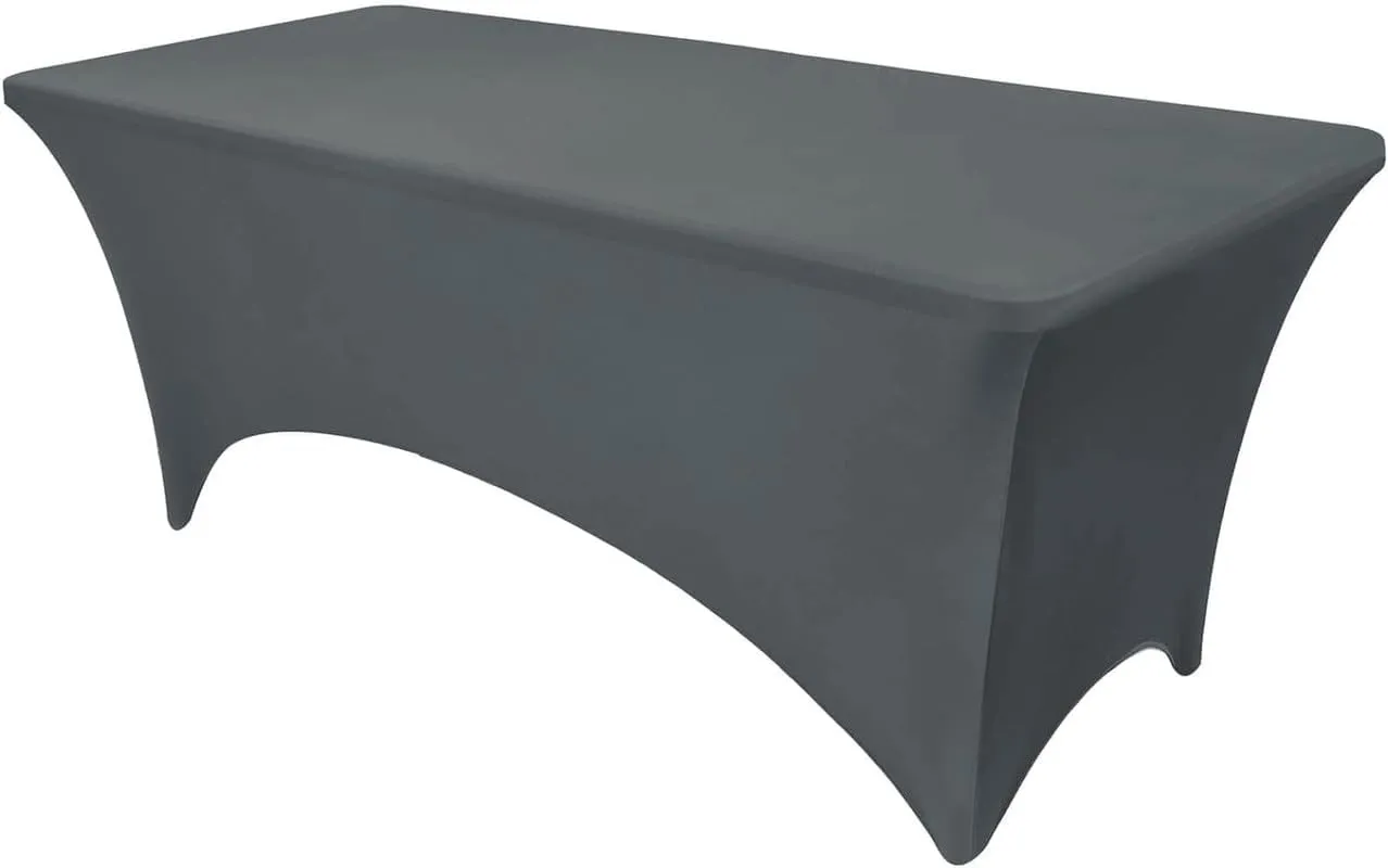 1PCS Fitted Tablecloth Black Table Clothes for 8 Foot Table Bed Table Cover, Stretch Party,Events, Wedding, Birthday, Banquet, Vendor (Dark Grey)