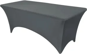 1PCS Fitted Tablecloth Black Table Clothes for 8 Foot Table Bed Table Cover, Stretch Party,Events, Wedding, Birthday, Banquet, Vendor (Dark Grey)