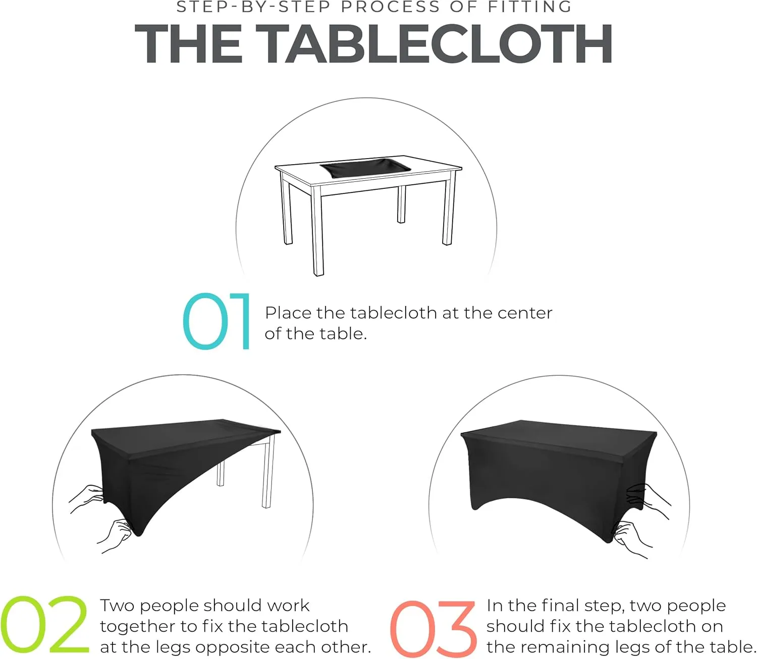 1PCS Fitted Tablecloth Black Table Clothes for 8 Foot Table Bed Table Cover, Stretch Party,Events, Wedding, Birthday, Banquet, Vendor (Dark Grey)