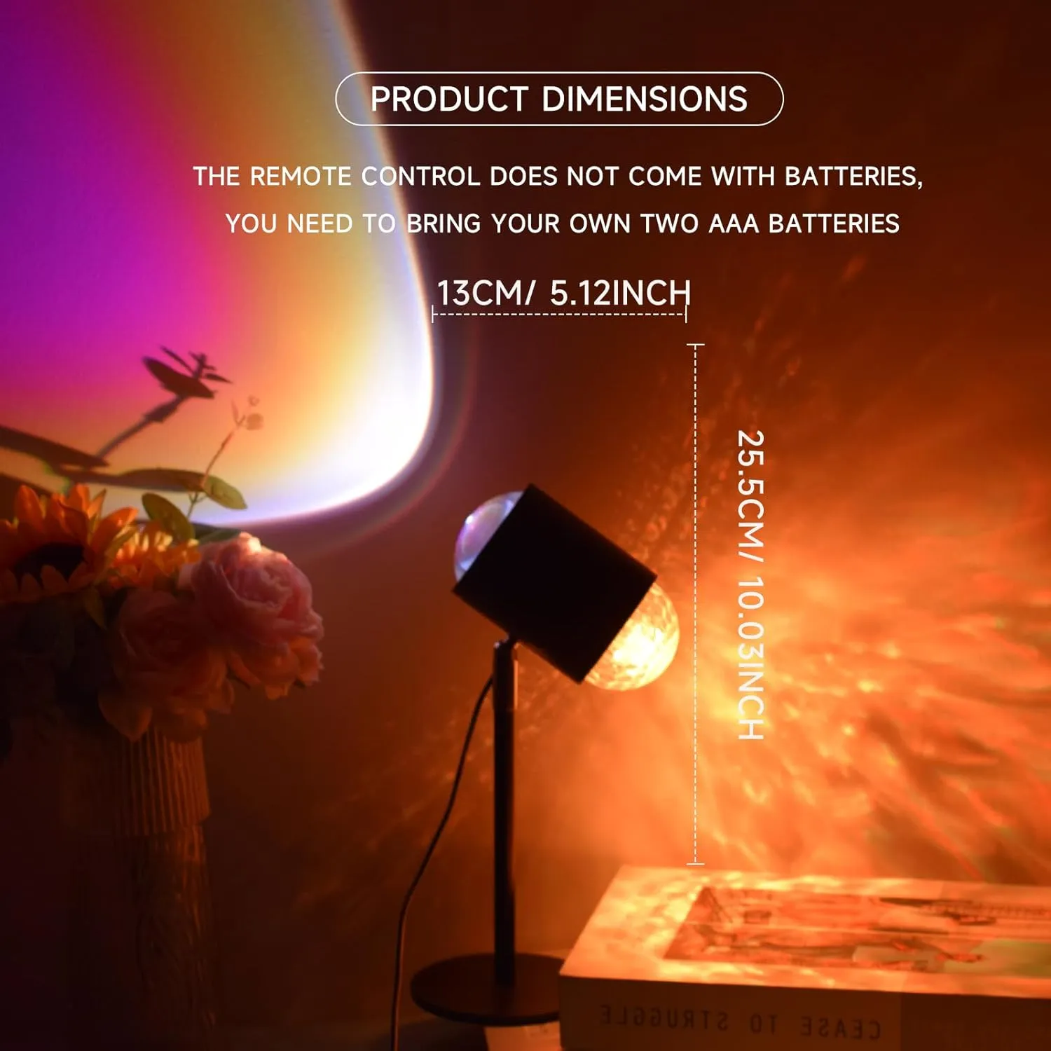 2-in-1 Sunset & Water Ripple Lamp, 400 Lighting Combinations, Sunset Ocean Light Project, USB-Powered, Remote & Button Control, Ideal for Home Decor, Photography & Gifts