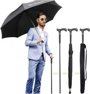 2-in-1 Walking Sticks Umbrella - Windbreak Ribs Walking Cane Umbrella Lightweight, Heavy-Duty Frame- Ideal Father's Gift for Climbing, Hiking, Hanging Out on Raining