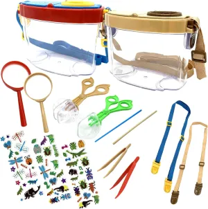 2 Pack Bug Catcher Kit, Bug Collection Kit, Outdoor Nature Explorer Kit, Science Educational Kit with Stickers, Tweezers, Magnifying Glass, Bug Observation Container