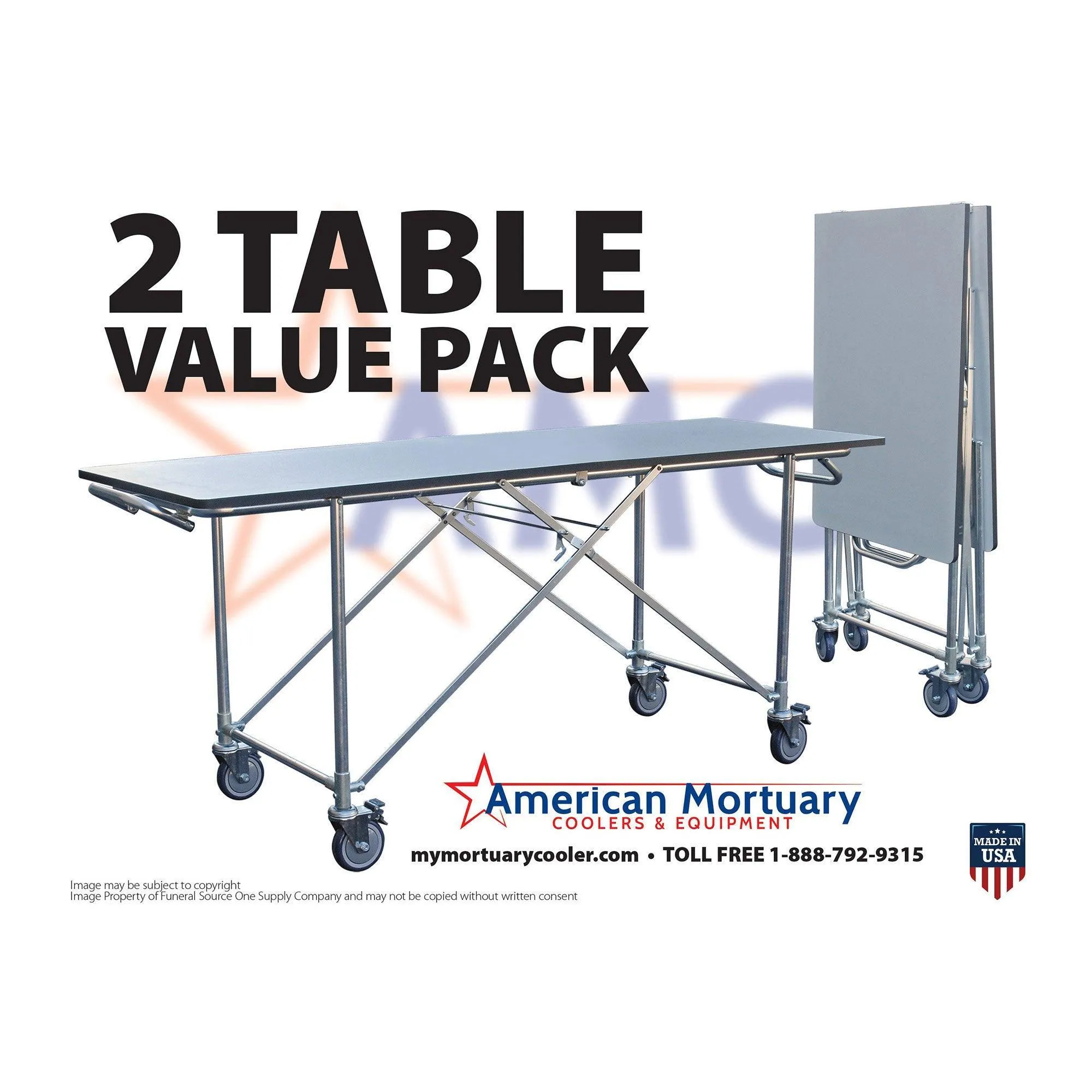 2 Pack Bundle: Folding Mortuary Dressing Table | Space-Saving | Save Big