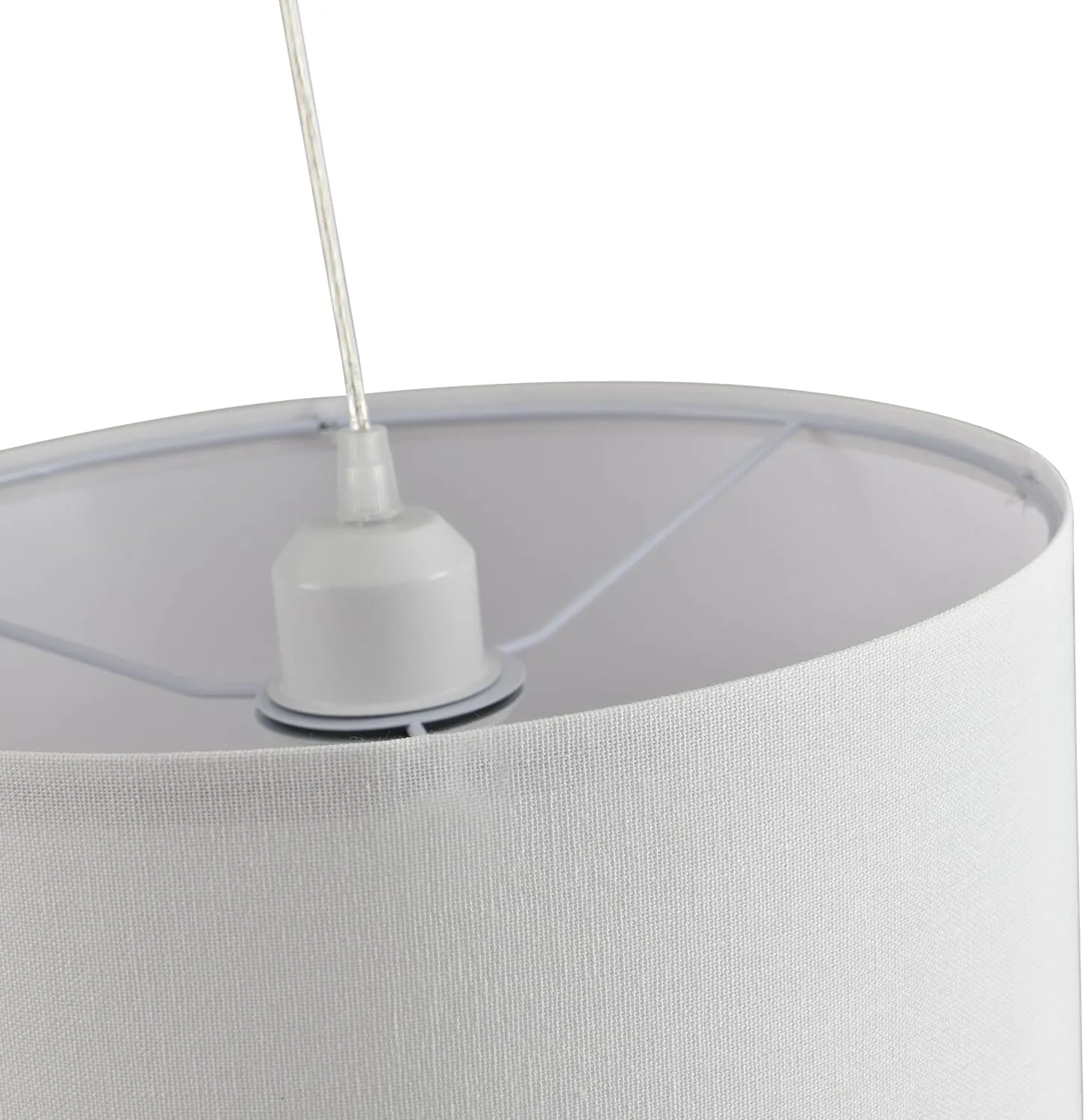 2 Pack Plug in Pendant Light, Hanging Light with 15Ft Clear Cord, On/Off Switch, White Fabric Lamp Shade, Hanging Light Fixture for Bedroom, Kitchen,
