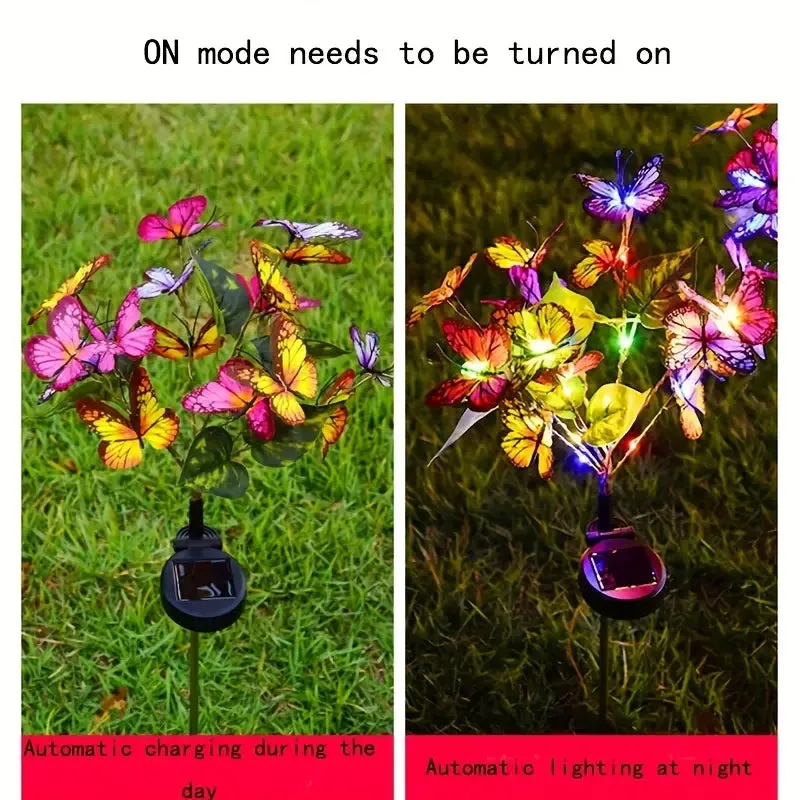 2-Pack: Solar-Powered Butterfly Flower Lamp
