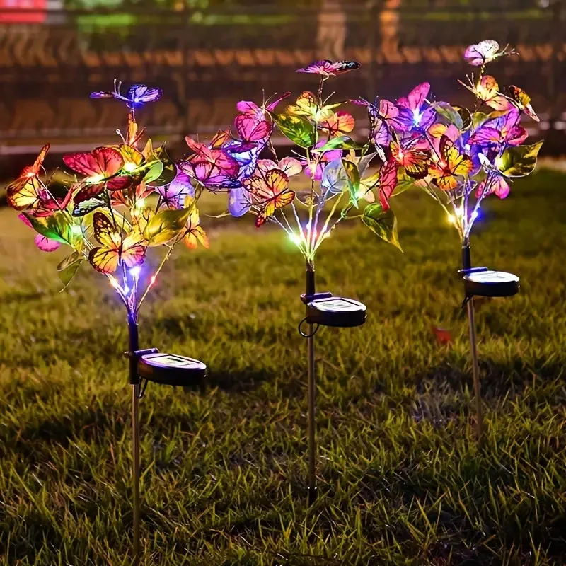 2-Pack: Solar-Powered Butterfly Flower Lamp