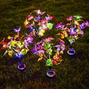 2-Pack: Solar-Powered Butterfly Flower Lamp