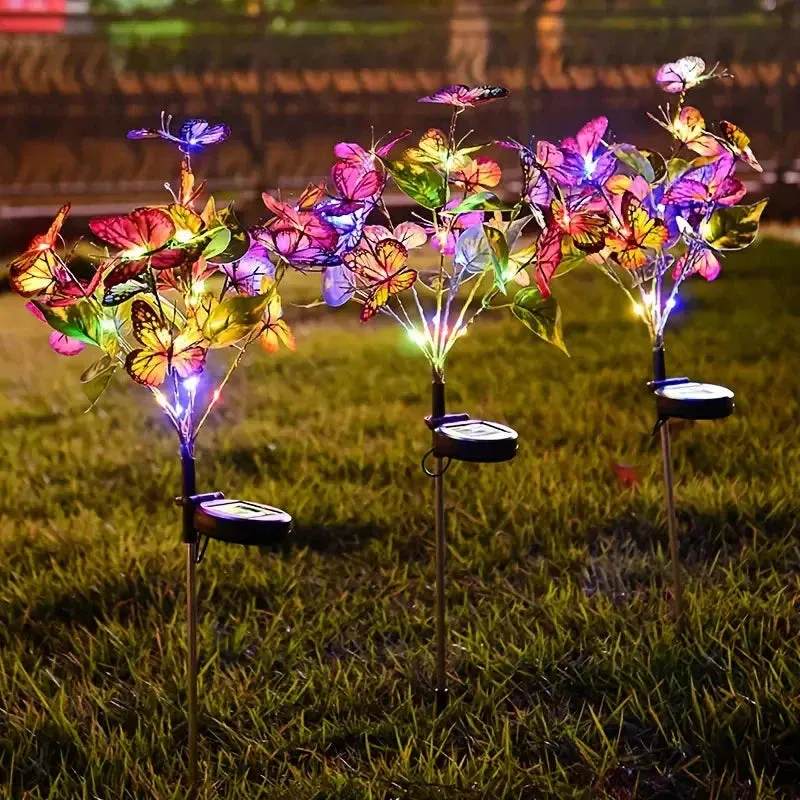 2-Pack: Solar-Powered Butterfly Flower Lamp