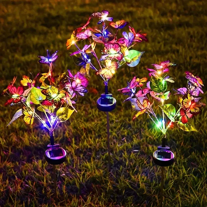 2-Pack: Solar-Powered Butterfly Flower Lamp
