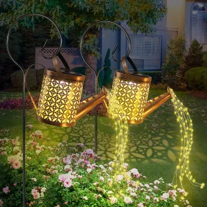 2 Pack Watering Can with Lights,Solar Lanterns Outdoor Hanging Waterproof Garden Decor,Solar Outdoor Garden Decorative,Decorations for Lawn Path Patio