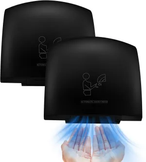 2 Pcs Electric Hand Dryer Commercial Compact Air Wiper Automatic Hand Air Dryer for Dry Machine Wall Business Home Household Restroom Office Mall, 110v,1200W (Black)