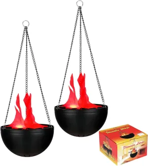 2 Pcs Halloween 3D Fake Fire Light 110v Artificial Hanging LED Flame Light Realistic Campfire Halloween Lamp Prop Flame Light for Christmas, Festival, Night Club, Party Decor (Red)
