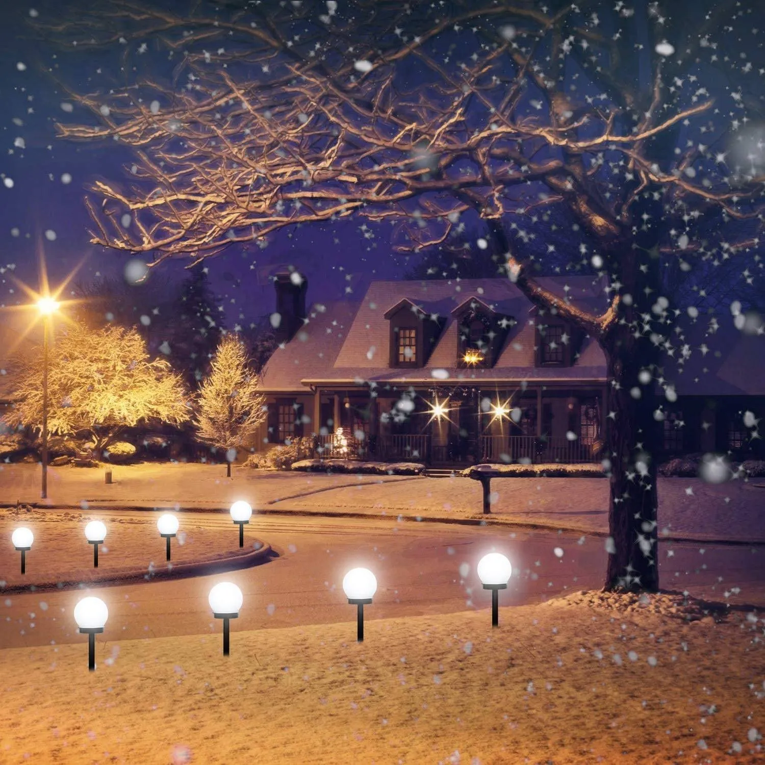 2-Piece: LED Outdoor Globe Powered Garden Light