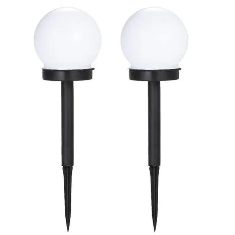 2-Piece: LED Outdoor Globe Powered Garden Light