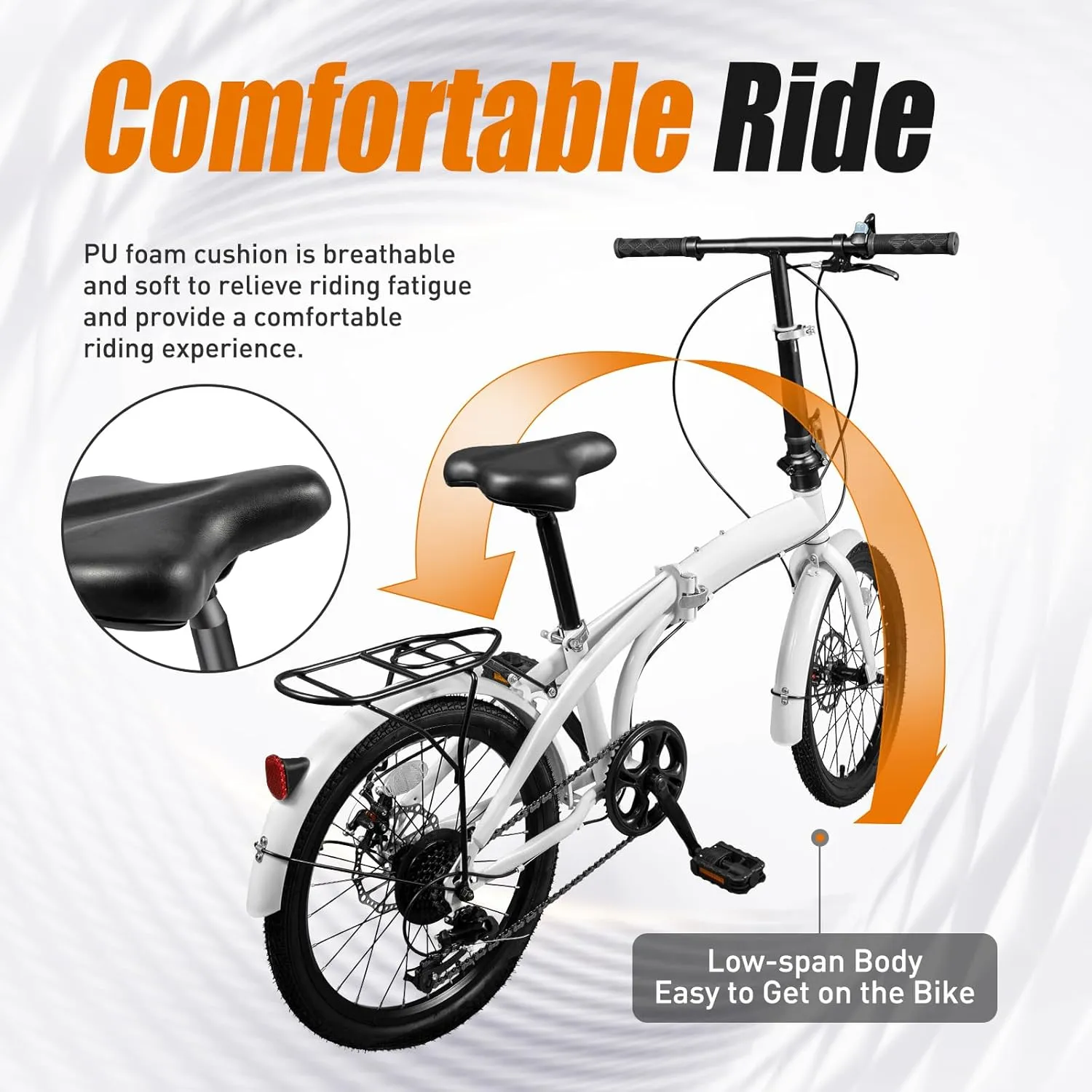 20-inch Foldable Bike Folding Bicycle with 7-Gear Transmission, Front and Rear Disc Brakes Bicycle Made of Aluminum Alloy Folding Bike Suitable for Men Riding, Women Riding