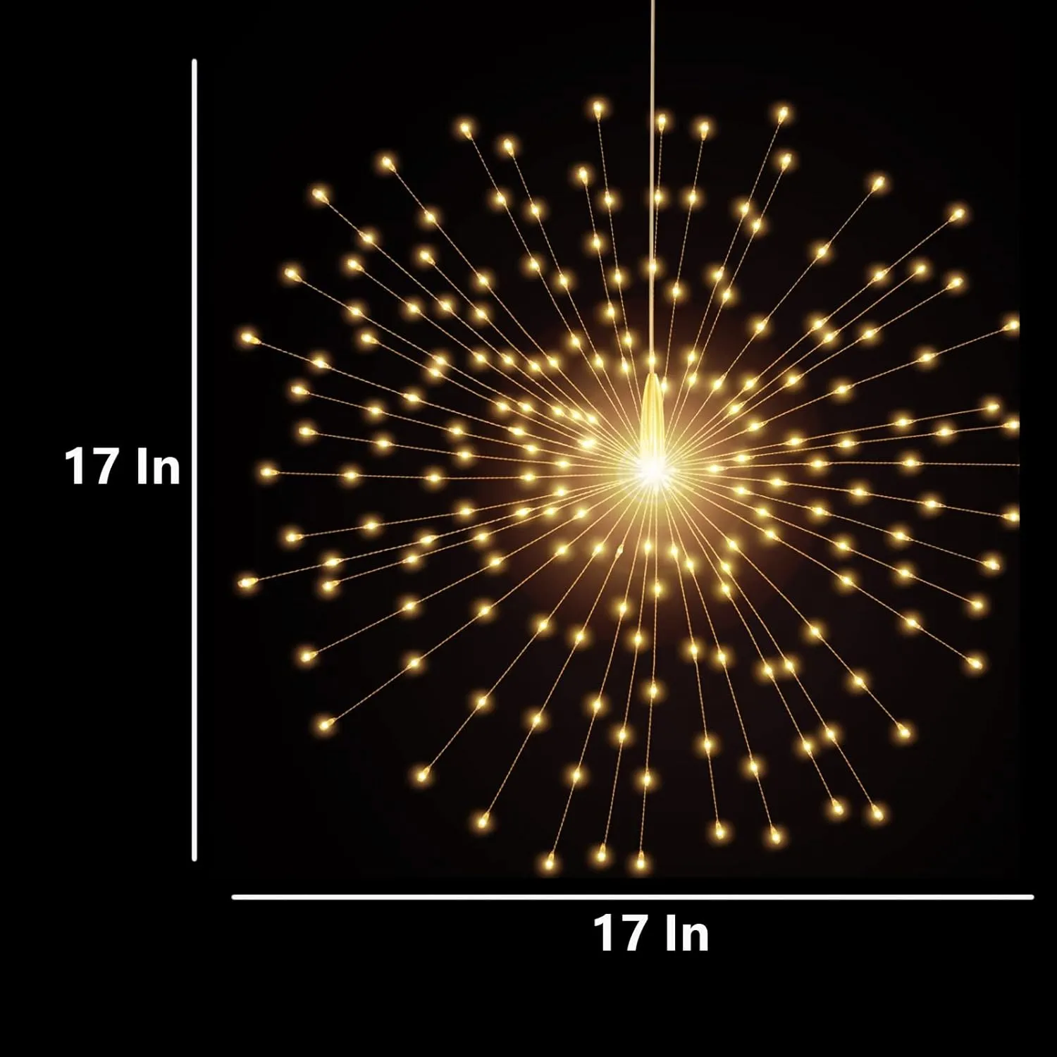 200 LED Starburst Sphere Lights,Firework Light Battery Powered, Tent Chandelier Remote Control, Waterproof Hanging Lights for Gardens Courtyards Porches Christmas Party Home Decor（Warm White）