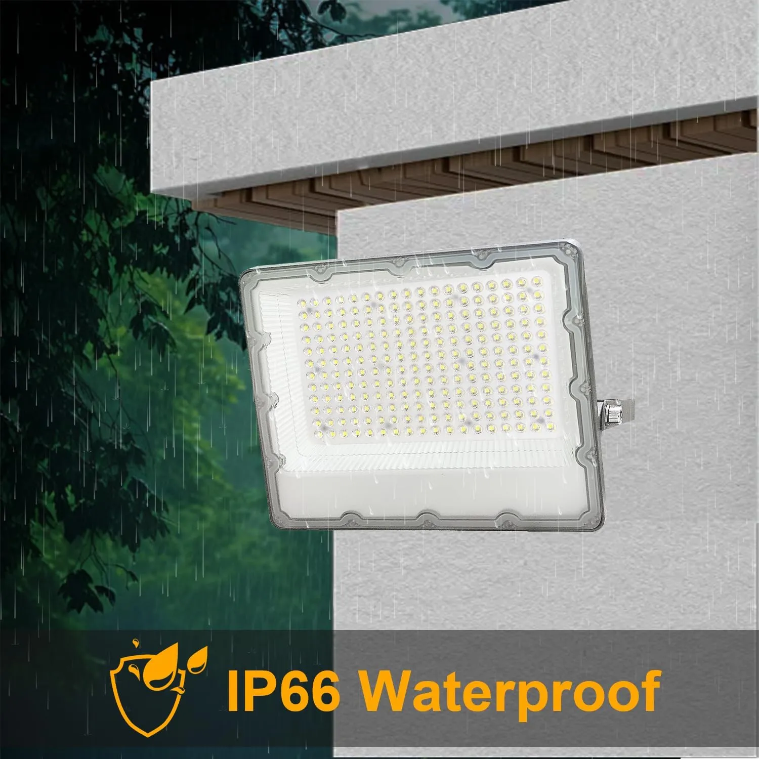 200W LED Flood Lights with Plug, Outdoor Security Lights Wall Fixtures 6500K 20000LM Illumination, IP66 Waterproof White Lighting Projects for Ball Ground, Parking Lot, Pathway, Yard (2 Pack)