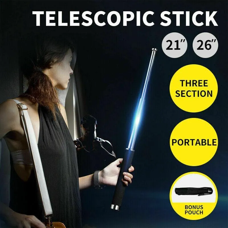21" 26" Telescopic Stick Whip Portable Pocket  Baton Retractable Outdoor Tool