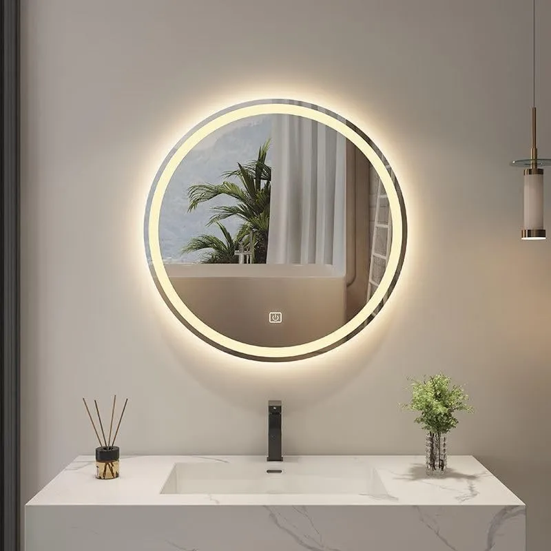 24" Sandblasted LED Smart Mirror with Fog-Free Touch Switch for Bathroom, Makeup, Dressing Table (Warm Light)