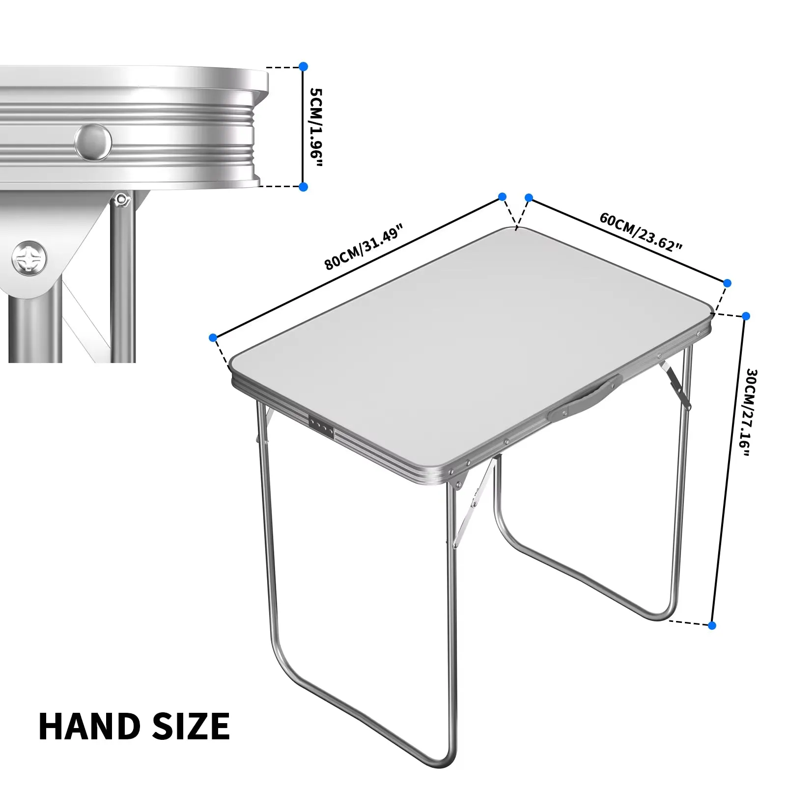 2.6FT/80CM Aluminum Folding Table Camping Table Portable Catering Dinner Table for Picnic Garden Party Bbq,80X60X69Cm