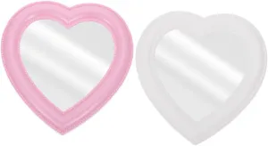 2pcs Heart Shaped Makeup Mirror Desktop Wall-Mounted Cosmetic Mirrors for Home Use Stylish and Practical for Daily Makeup Applications