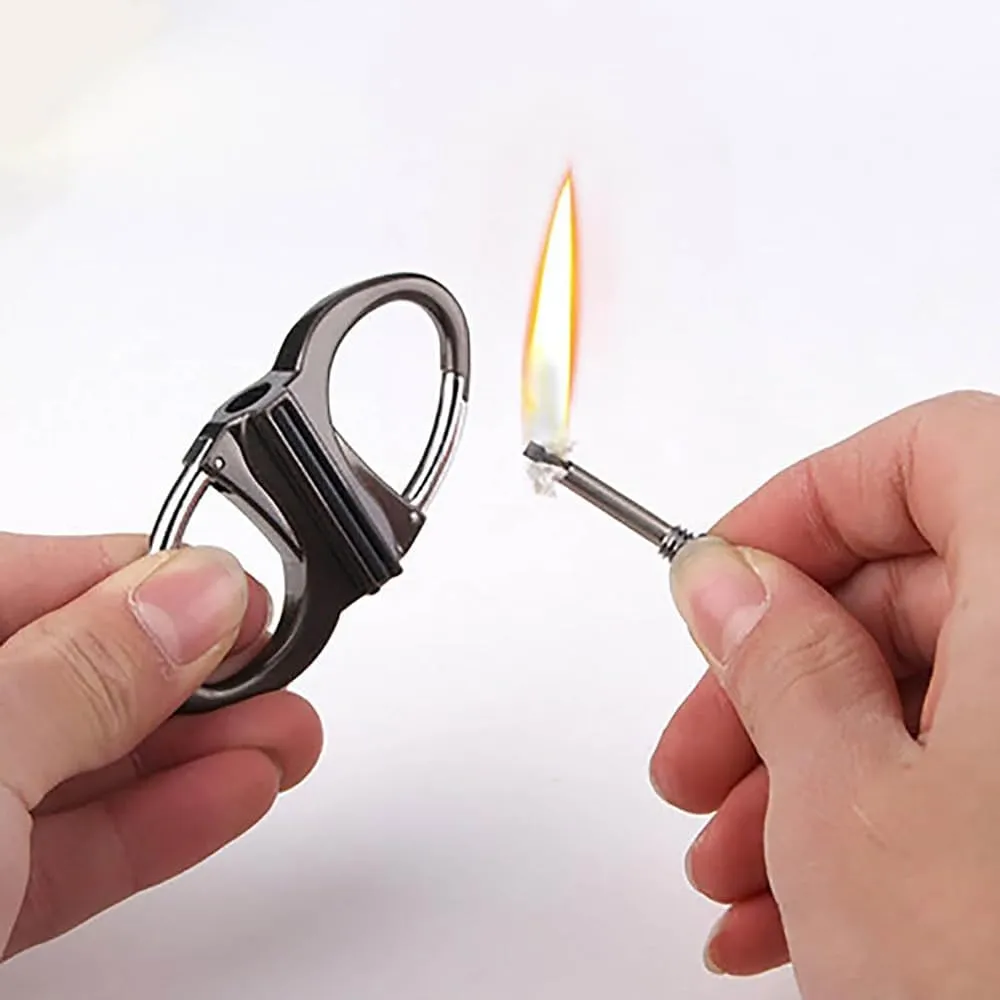 2Pcs Metal Keychain Lighter, 2025 New Lighter Key Chain, Metal Unlimited Waterproof Stick for Outdoor Camping (Gold-2Pcs)