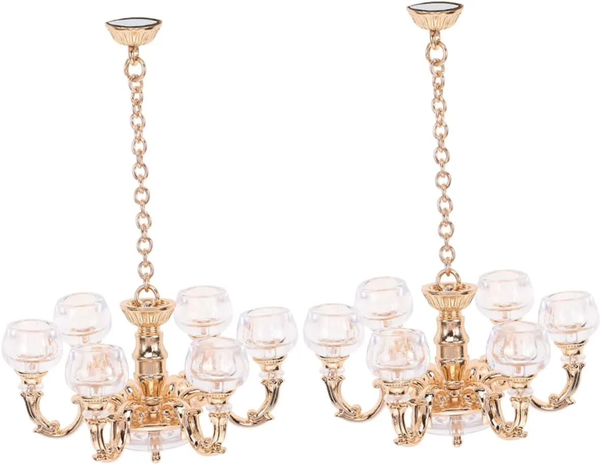 2pcs Miniature Ceiling Lamp Dollhouse Hanging Light Model Scale Craft Accessory for Unique Home Decoration for Miniature Furniture Scenarios