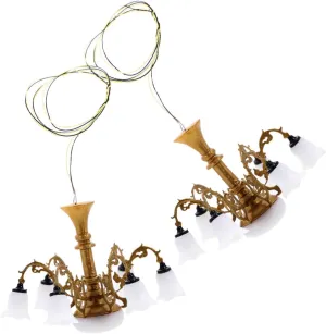 2Pcs Miniature Chandelier Light Fixture Tiny Hanging Light for Micro Landscape Dollhouse Decor Sandbox Decoration House Accessory Finish