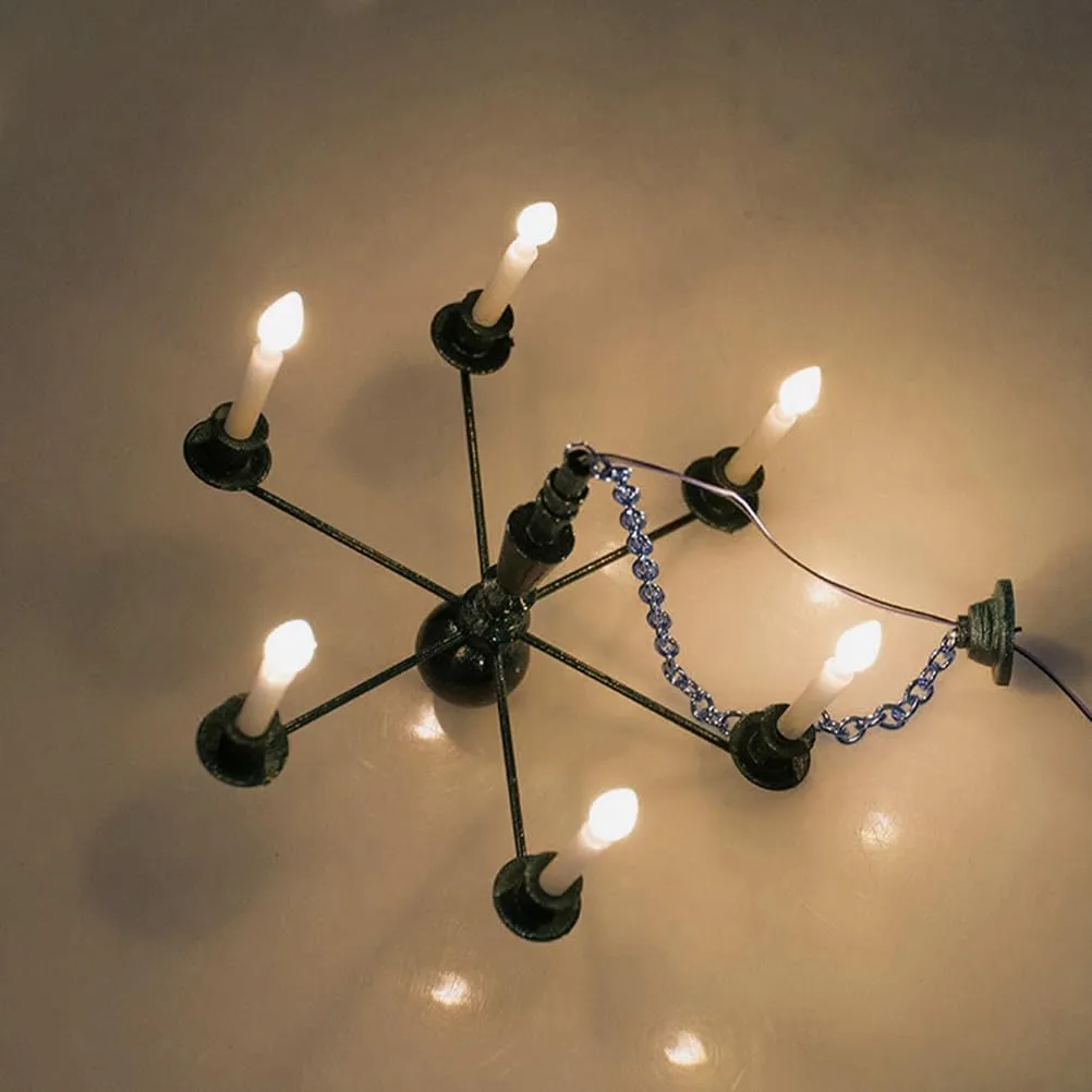 2pcs Model Chandelier,Miniature Led Hanging Lamp,Dollhouse Miniature Retro Chandelier,Miniature Scene Lamp,Dollhouse Lighting Playhouse Accessories,Led Decor Models Miniature Ceiling Lamp