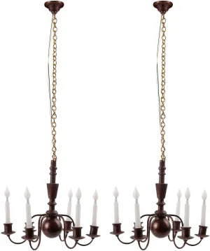 2pcs Model Chandelier,Miniature Led Hanging Lamp,Dollhouse Miniature Retro Chandelier,Miniature Scene Lamp,Dollhouse Lighting Playhouse Accessories,Led Decor Models Miniature Ceiling Lamp