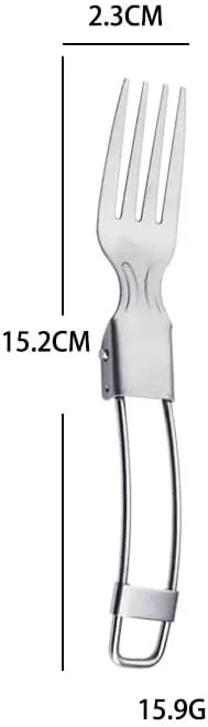 2PCS Pure Titanium Folding Spoon Fork Salad Spoon Outdoor Camping Household Tableware(2)