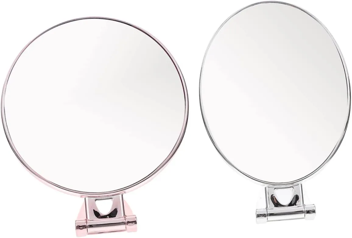 2pcs Vanity Mirror Oval Cosmetic Mirror Woman Dual-Side Makeup Mirror Round Makeup Mirror Women Cosmetic Mirror Dual-Side Cosmetic Mirror Dressing Table Mirror Square Aluminum Miss