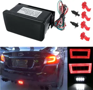 3-In-1 Smoked Lens LED Rear Bumper Fog Light Tail Third Brake Lamp Backup Reverse Running Light Kit Assembly Compatible with 2011-up Subaru WRX STI XV Impreza Crosstrek accessories