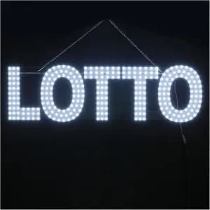30"x10" Large LED LOTTO Signs for Smoke Shops, Super Bright Unique Design LOTTO Sign with Hanging Installation, High Visibility LOTTO Sign for Stores Retail Shops Window (White)