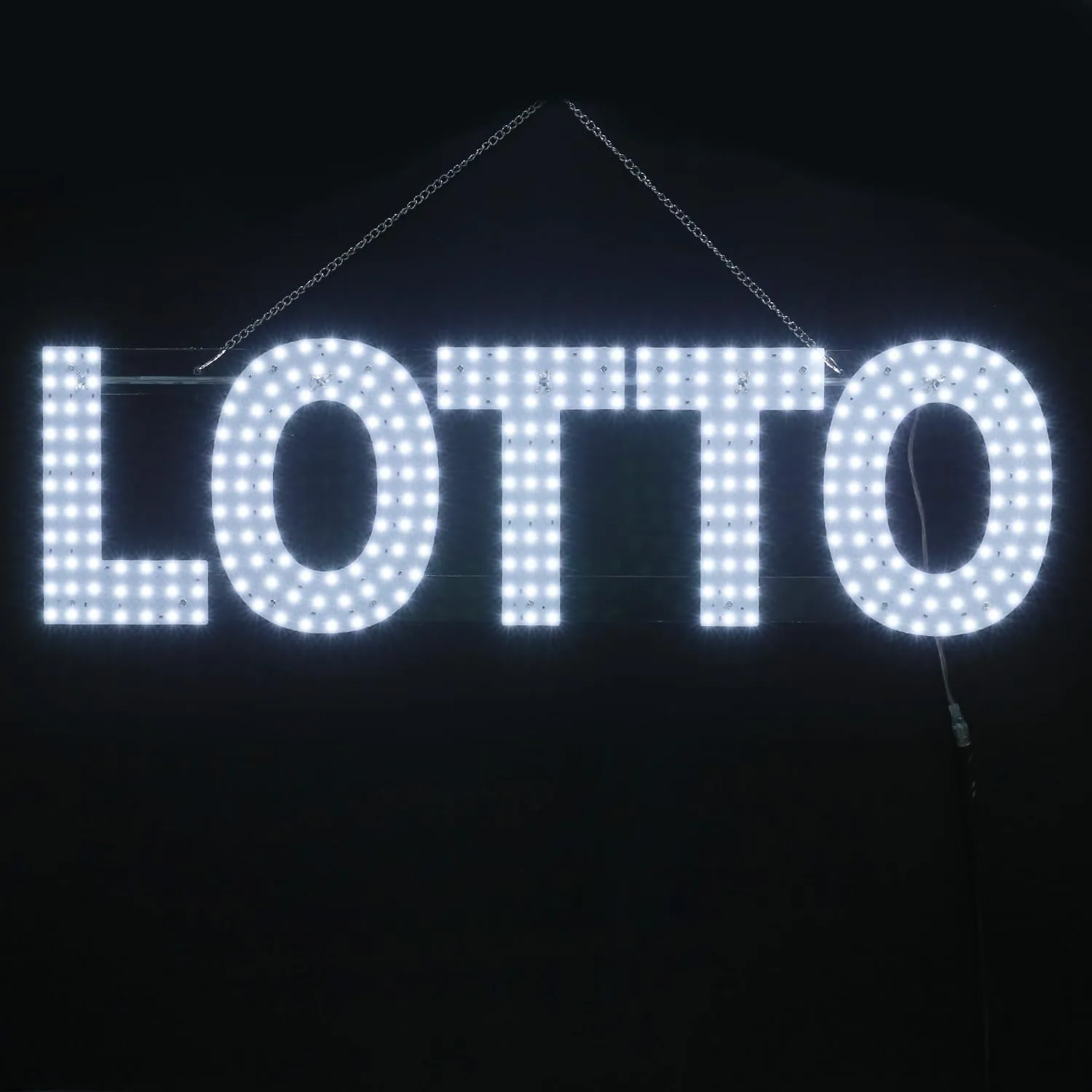 30"x10" Large LED LOTTO Signs for Smoke Shops, Super Bright Unique Design LOTTO Sign with Hanging Installation, High Visibility LOTTO Sign for Stores Retail Shops Window (White)